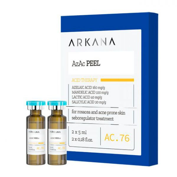AzAc Peel - Отшелушивающий и нормализующий пилинг с азелаиново, миндальной, салициловой и молочной кислотами 2х5 мл